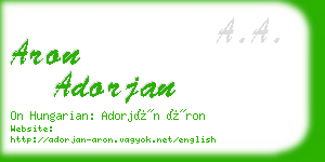 aron adorjan business card